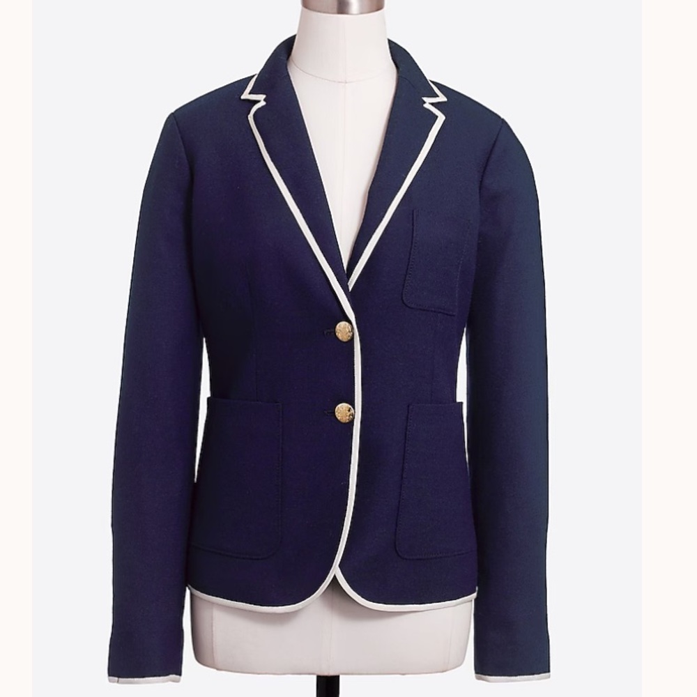J. Crew Navy Blazer with White Piping